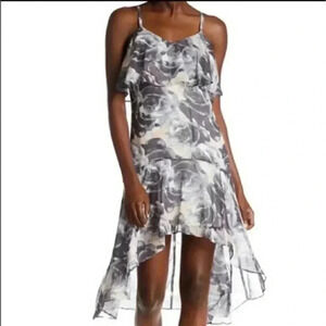 Ali & Jay Tiered Ruffle High Low Floral Rose Print Dress Size Medium M